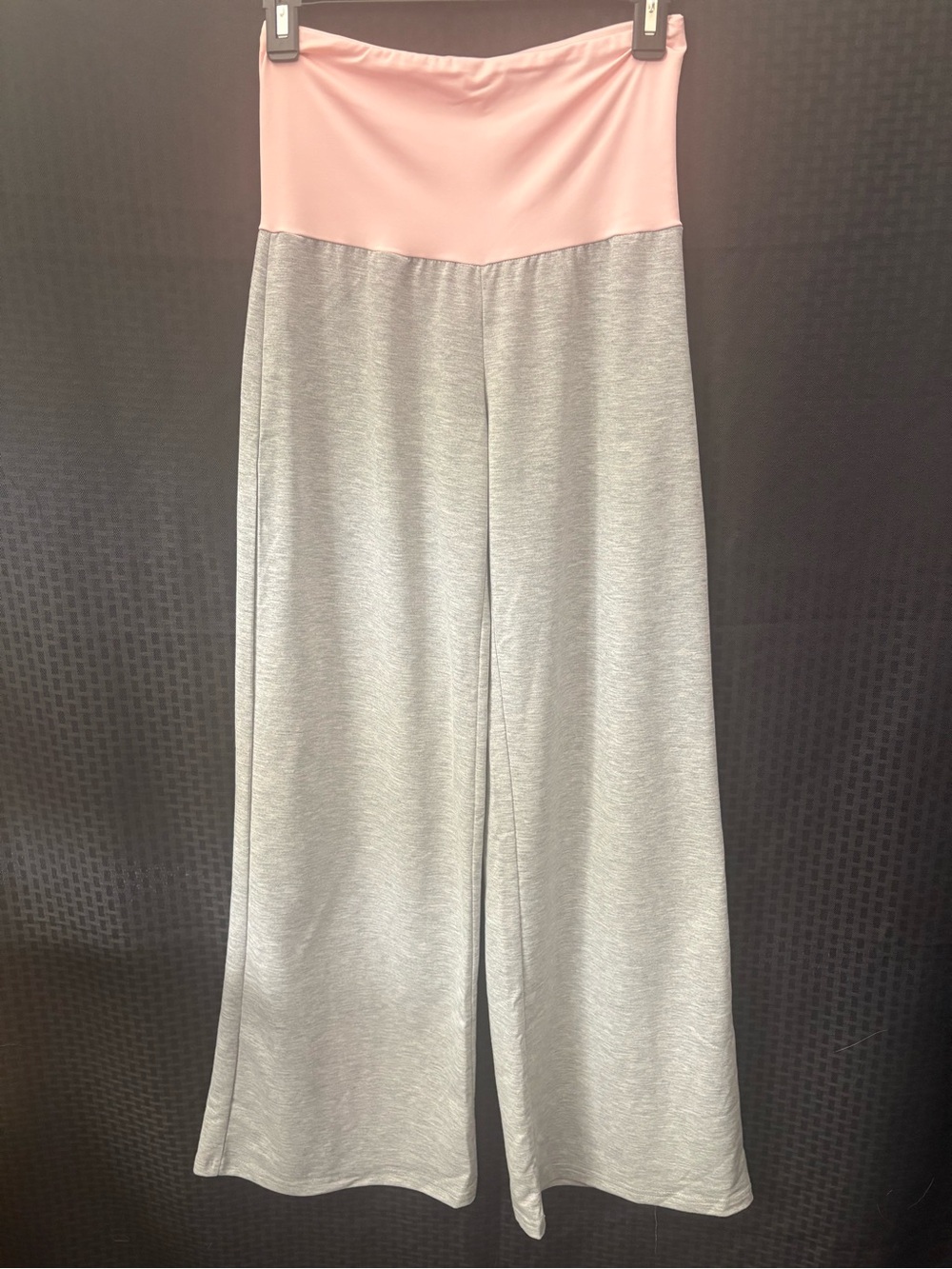 Wide Leg Lounge Pants with Pink Fold-Over Waistband